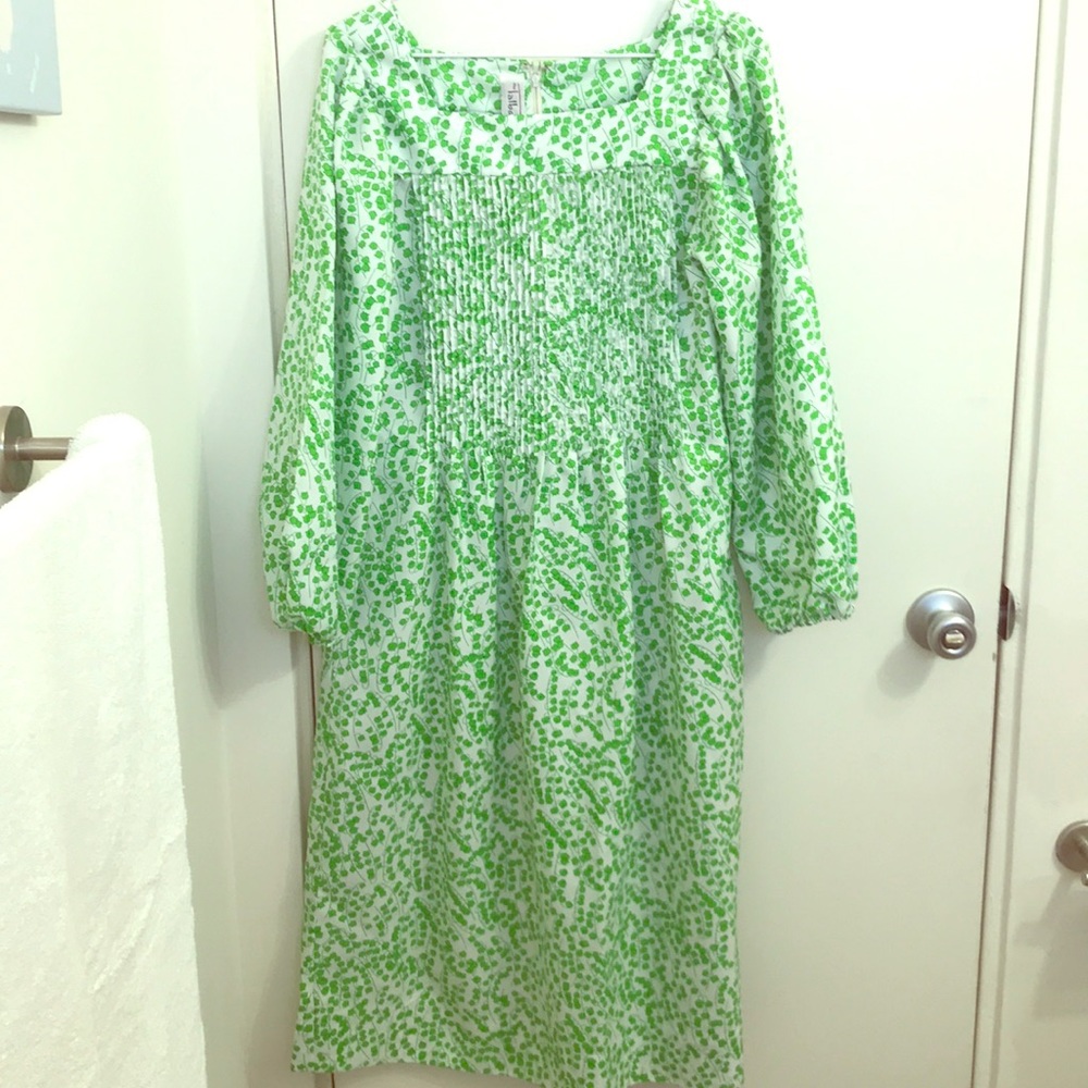 Vintage silk print midi dress Lily of the Valley M